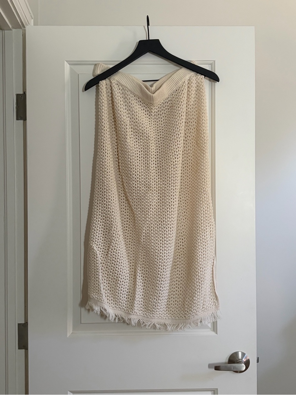 Old Navy Cream Crochet Swim Coverup with Fringe Hem